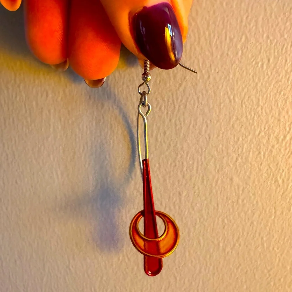 Super Fun Aluminum and Glass Artisan Earrings - Picture 2 of 4